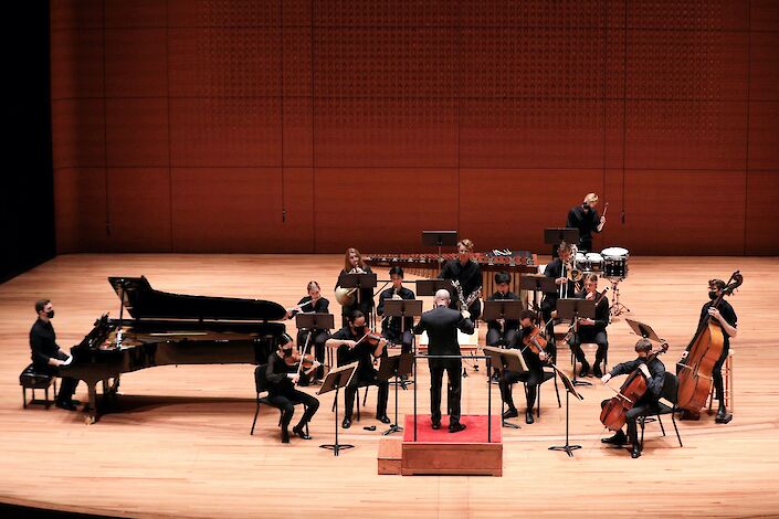 <p>The Juilliard School's AXIOM in performance. Photo by Michael DiVito.</p>